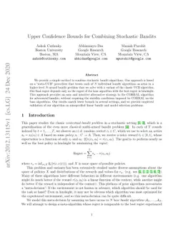 Upper Confidence Bounds for Combining Stochastic Bandits