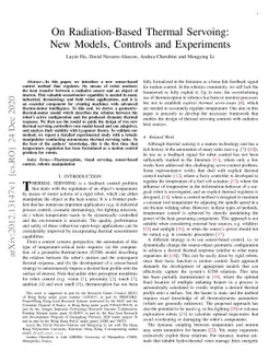 On Radiation-Based Thermal Servoing: New Models, Controls and
  Experiments