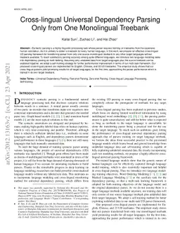 Cross-lingual Universal Dependency Parsing Only from One Monolingual
  Treebank