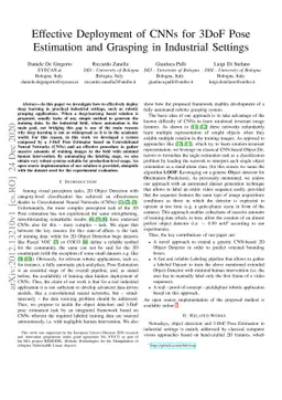Effective Deployment of CNNs for 3DoF Pose Estimation and Grasping in
  Industrial Settings