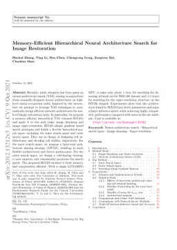 Memory-Efficient Hierarchical Neural Architecture Search for Image
  Restoration