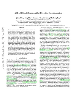 A Hybrid Bandit Framework for Diversified Recommendation