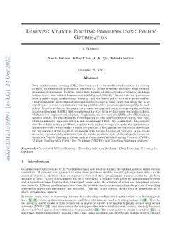 Learning Vehicle Routing Problems using Policy Optimisation