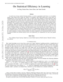 On Statistical Efficiency in Learning