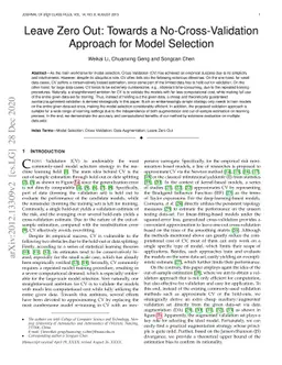 Leave Zero Out: Towards a No-Cross-Validation Approach for Model
  Selection