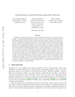 Generalization in portfolio-based algorithm selection