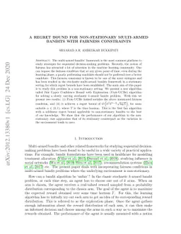 A Regret bound for Non-stationary Multi-Armed Bandits with Fairness
  Constraints