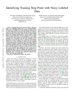 Identifying Training Stop Point with Noisy Labeled Data