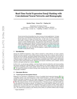 Real-Time Facial Expression Emoji Masking with Convolutional Neural
  Networks and Homography