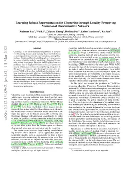 Learning Robust Representation for Clustering through Locality
  Preserving Variational Discriminative Network