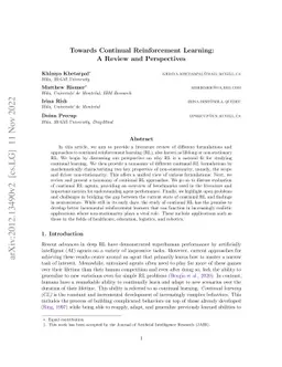 Towards Continual Reinforcement Learning: A Review and Perspectives