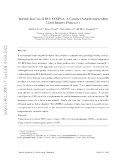 Towards Real-World BCI: CCSPNet, A Compact Subject-Independent Motor
  Imagery Framework