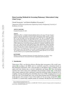 Deep Learning Methods for Screening Pulmonary Tuberculosis Using Chest
  X-rays