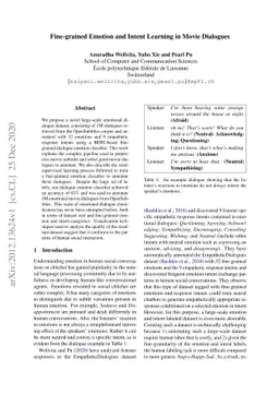 Fine-grained Emotion and Intent Learning in Movie Dialogues