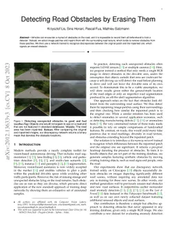 Detecting Road Obstacles by Erasing Them