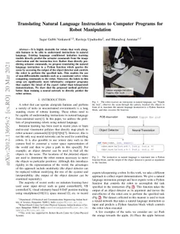 Translating Natural Language Instructions to Computer Programs for Robot
  Manipulation