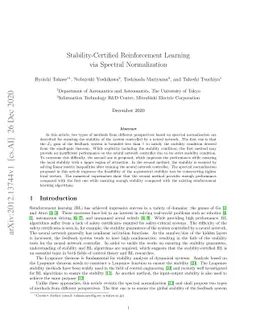 Stability-Certified Reinforcement Learning via Spectral Normalization