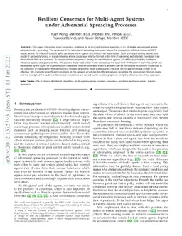 Resilient Consensus for Multi-Agent Systems under Adversarial Spreading
  Processes