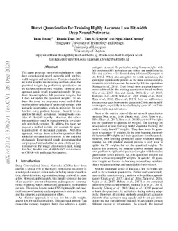 Direct Quantization for Training Highly Accurate Low Bit-width Deep
  Neural Networks