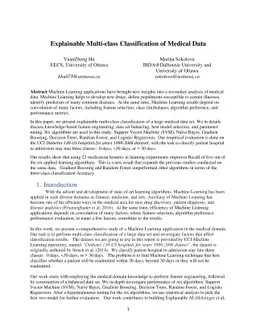 Explainable Multi-class Classification of Medical Data