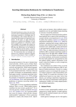 Inserting Information Bottlenecks for Attribution in Transformers
