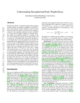 Understanding Decoupled and Early Weight Decay