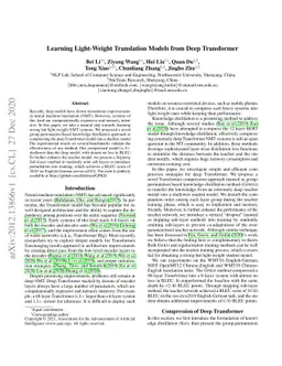 Learning Light-Weight Translation Models from Deep Transformer