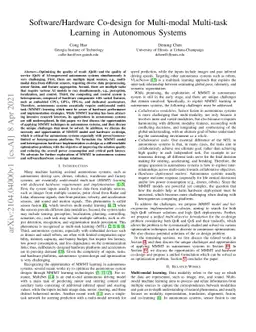 Software/Hardware Co-design for Multi-modal Multi-task Learning in
  Autonomous Systems