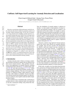 CutPaste: Self-Supervised Learning for Anomaly Detection and
  Localization