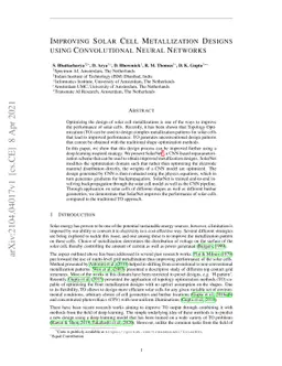 Improving Solar Cell Metallization Designs using Convolutional Neural
  Networks