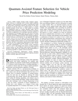 Quantum-Assisted Feature Selection for Vehicle Price Prediction Modeling