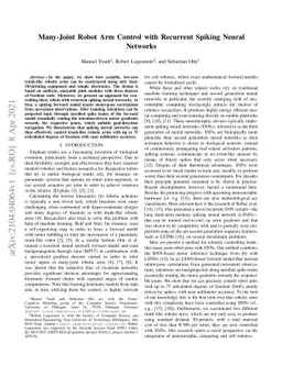 Many-Joint Robot Arm Control with Recurrent Spiking Neural Networks