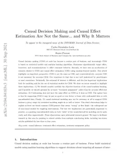 Causal Decision Making and Causal Effect Estimation Are Not the Same...
  and Why It Matters