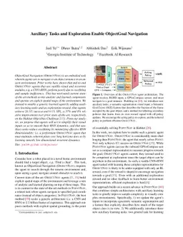 Auxiliary Tasks and Exploration Enable ObjectNav