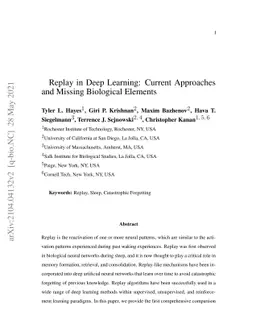 Replay in Deep Learning: Current Approaches and Missing Biological
  Elements