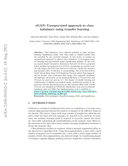 eGAN: Unsupervised approach to class imbalance using transfer learning