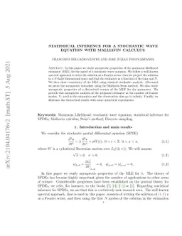 Statistical inference for a stochastic wave equation with Malliavin
  calculus