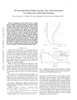 3D Ensemble-Based Online Oceanic Flow Field Estimation for Underwater
  Glider Path Planning