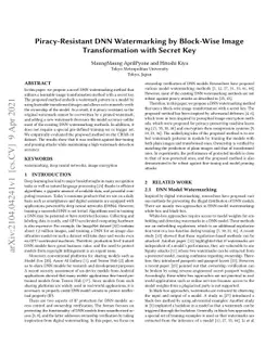 Piracy-Resistant DNN Watermarking by Block-Wise Image Transformation
  with Secret Key