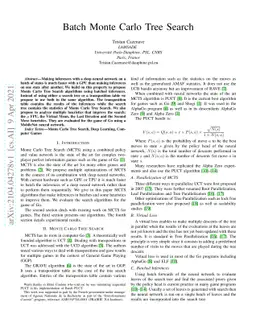 Batch Monte Carlo Tree Search