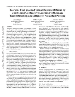 Towards Fine-grained Visual Representations by Combining Contrastive
  Learning with Image Reconstruction and Attention-weighted Pooling