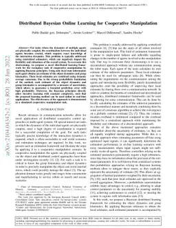 Distributed Bayesian Online Learning for Cooperative Manipulation