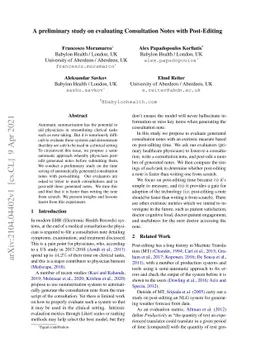 A preliminary study on evaluating Consultation Notes with Post-Editing