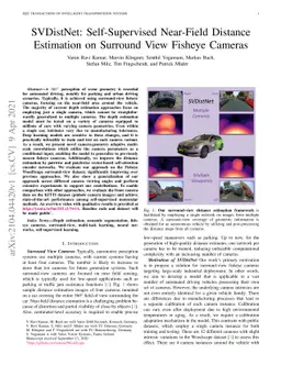 SVDistNet: Self-Supervised Near-Field Distance Estimation on Surround
  View Fisheye Cameras
