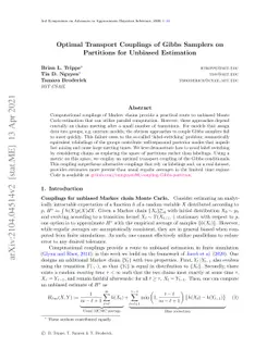 Optimal transport couplings of Gibbs samplers on partitions for unbiased
  estimation