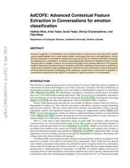 AdCOFE: Advanced Contextual Feature Extraction in Conversations for
  emotion classification