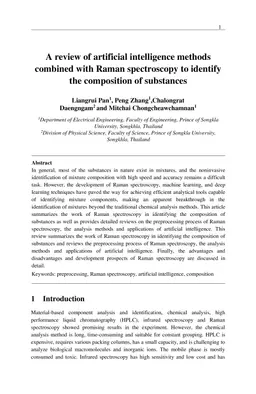 A review of artificial intelligence methods combined with Raman
  spectroscopy to identify the composition of substances
