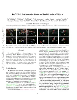 DexYCB: A Benchmark for Capturing Hand Grasping of Objects