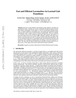 Fast and Efficient Locomotion via Learned Gait Transitions