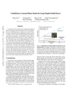 CodedStereo: Learned Phase Masks for Large Depth-of-field Stereo
